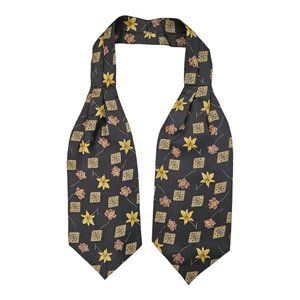 BRUMS KIDS Gray Geometric Floral Silk ASCOT CRAVAT ITALY 38"/ 4.7" EC